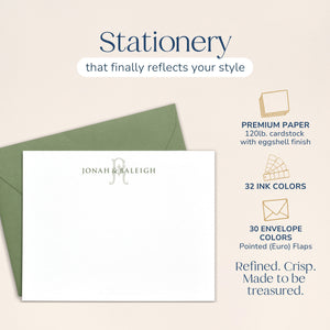 Monogrammed Couples Stationery & Initial Note Cards