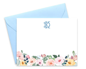 Personalized Monogrammed Watercolor Floral Note Cards