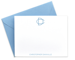Personalized Monogrammed Stationery for Men, Initial Note Cards