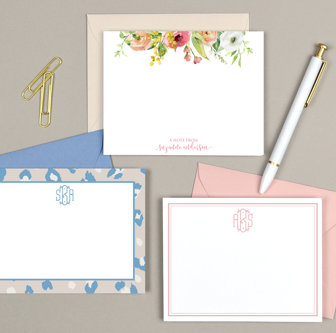 From the Desk of Personalized Note Cards with Envelopes - Augusta Joy
