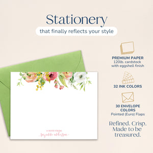 Personalized Watercolor Floral Note Cards