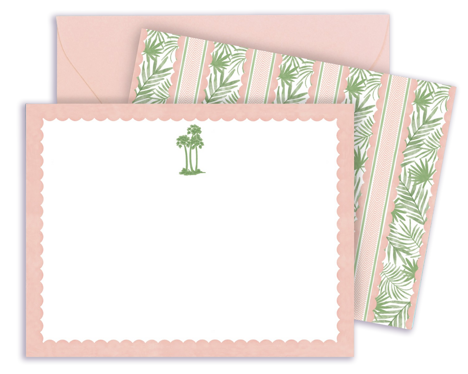 Pink & Green Scallop Palm Tree Notecards