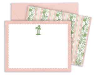 Pink & Green Scallop Palm Tree Notecards