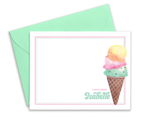 Personalized Ice Cream Cone Stationery for Kids