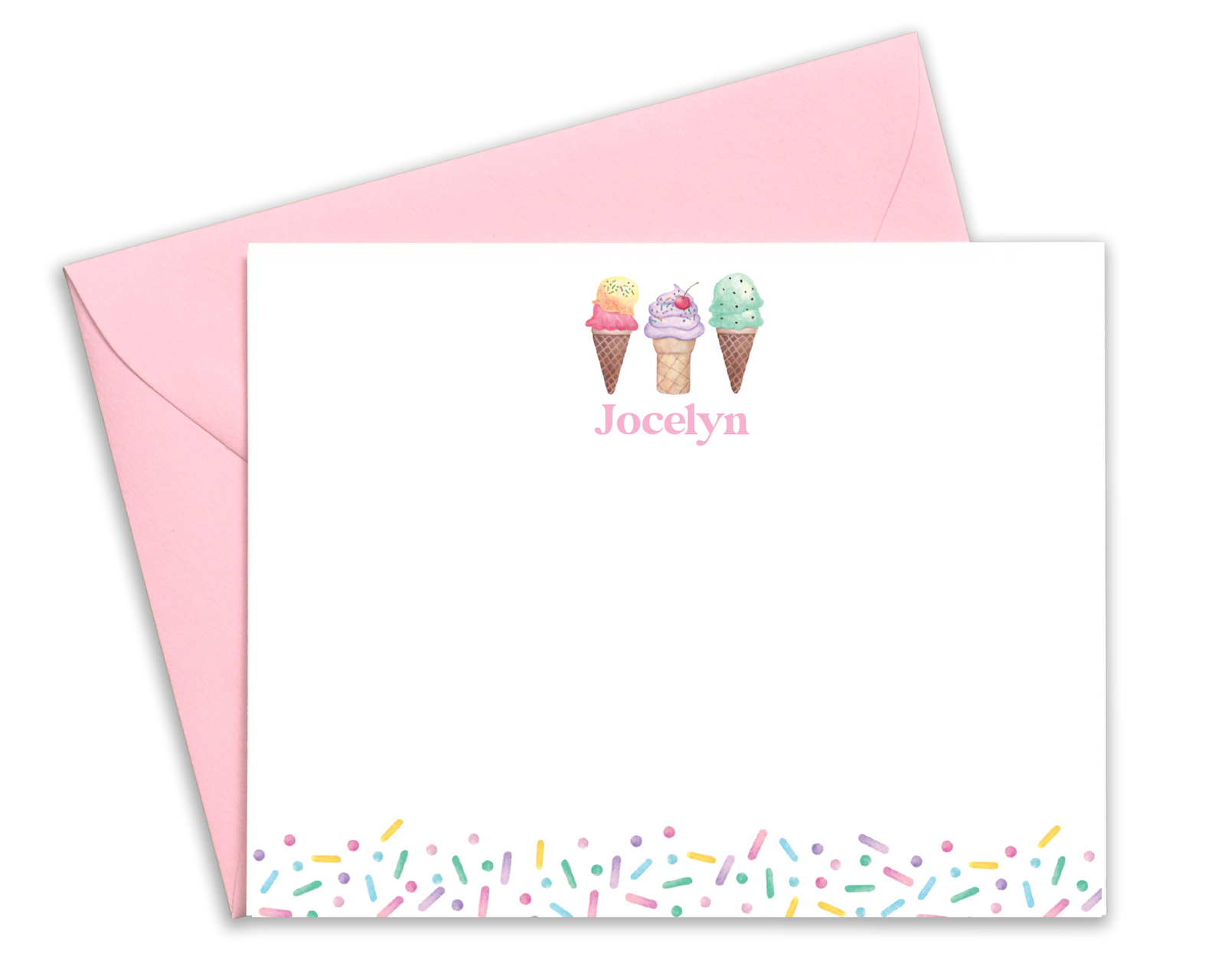Personalized Ice Cream Notecard for Kids
