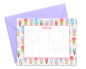 Personalized Ice Cream Cone & Popsicle Stationery for Kids