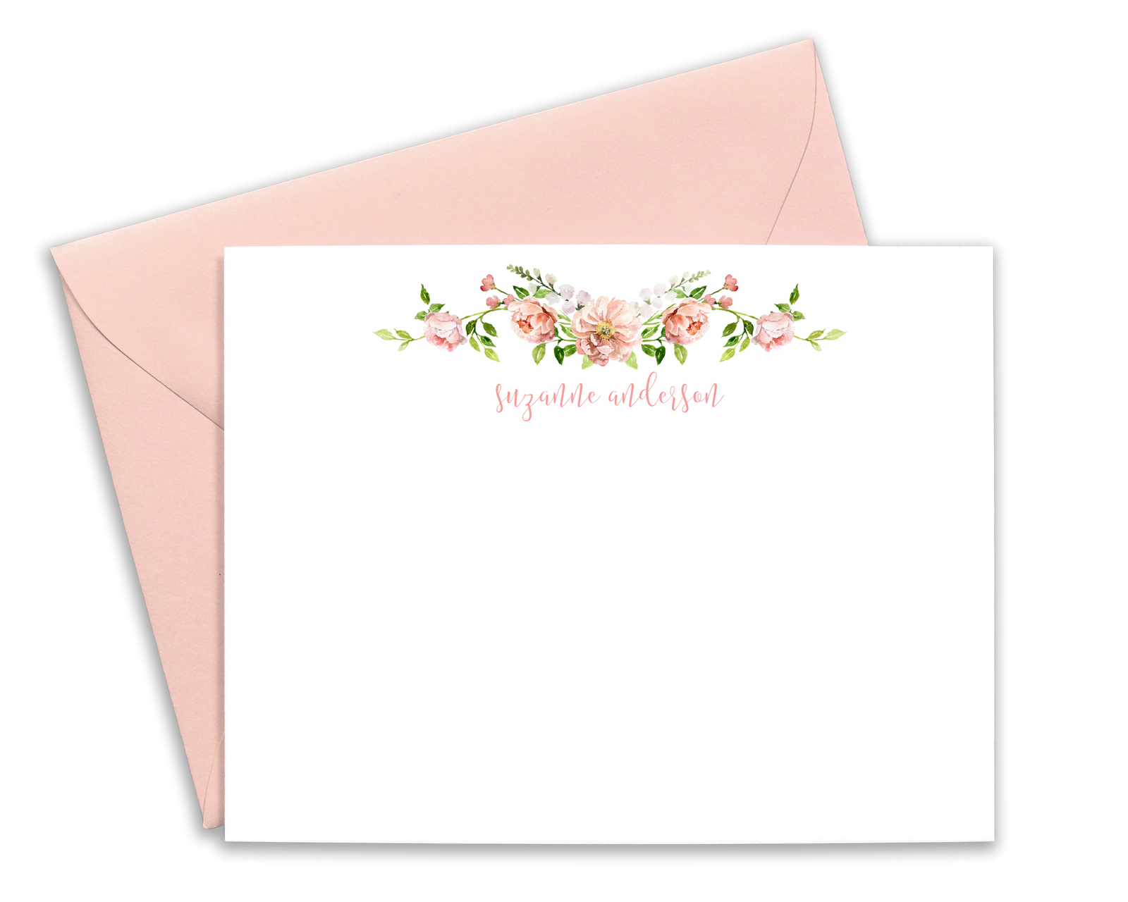 Personalized Peony Watercolor Floral Note Cards