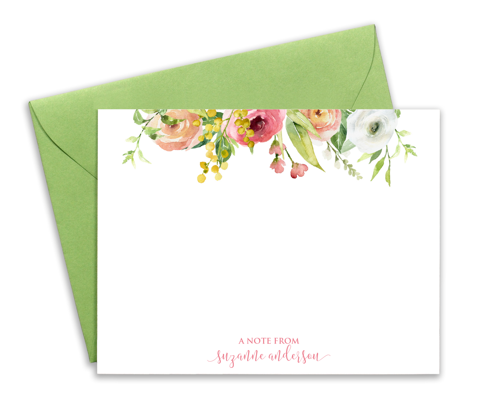 Personalized Watercolor Floral Note Cards