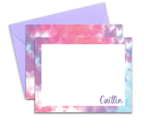 Personalized Purple, Pink & Blue Tie Dyed Stationery for Kids