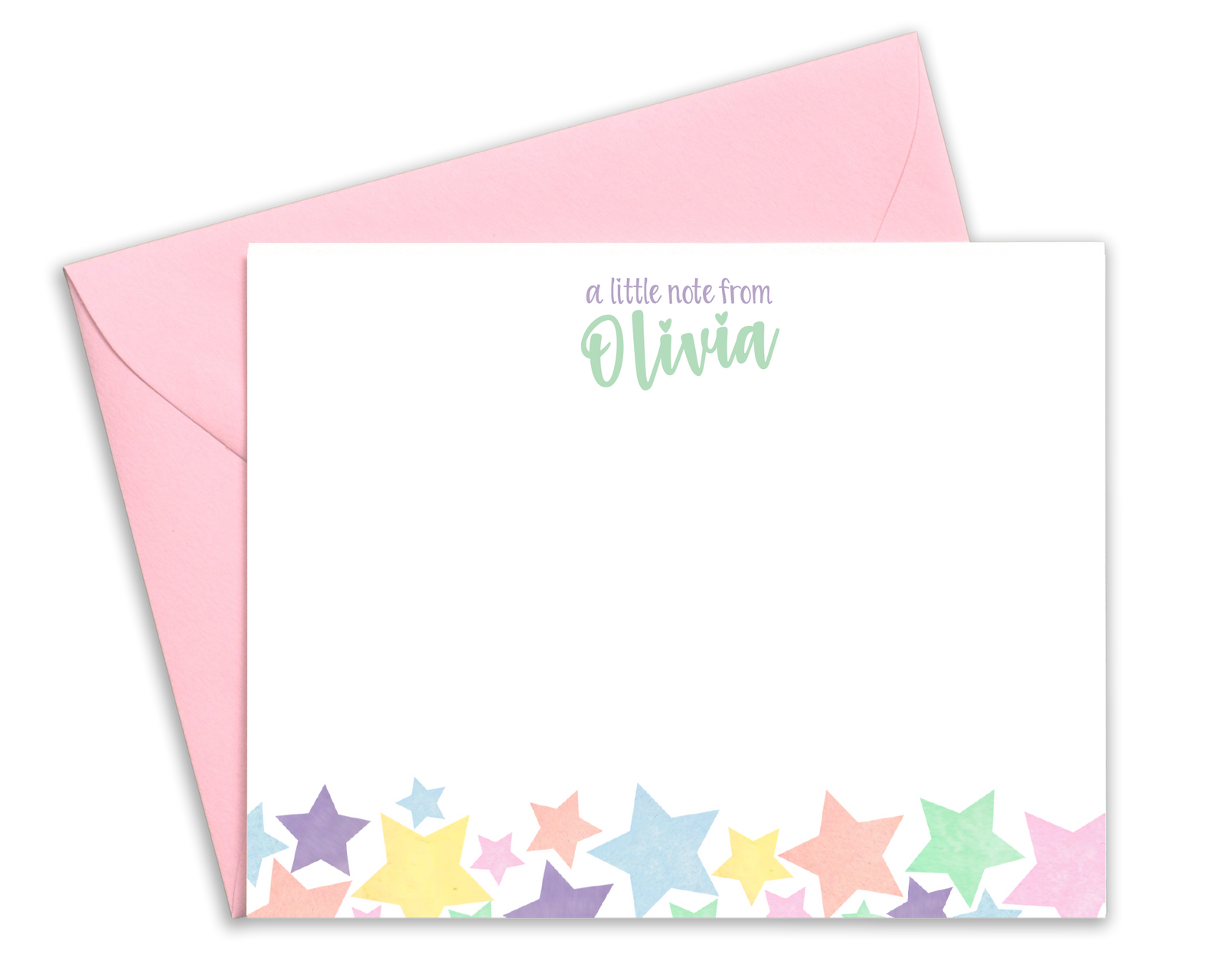 Girls Personalized Rainbow Star Stationery for Kids