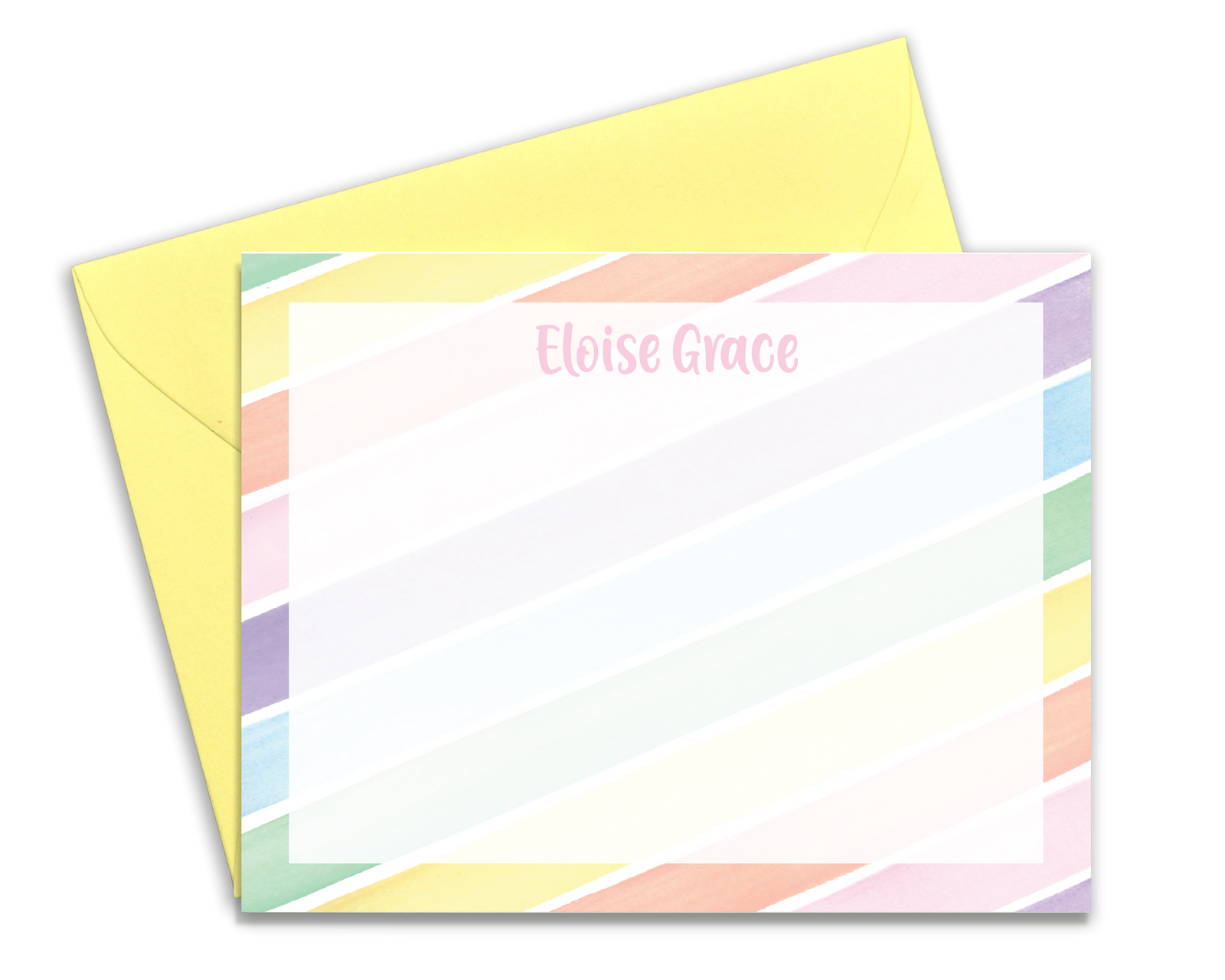 Girls Personalized Rainbow Stripe Stationery for Kids