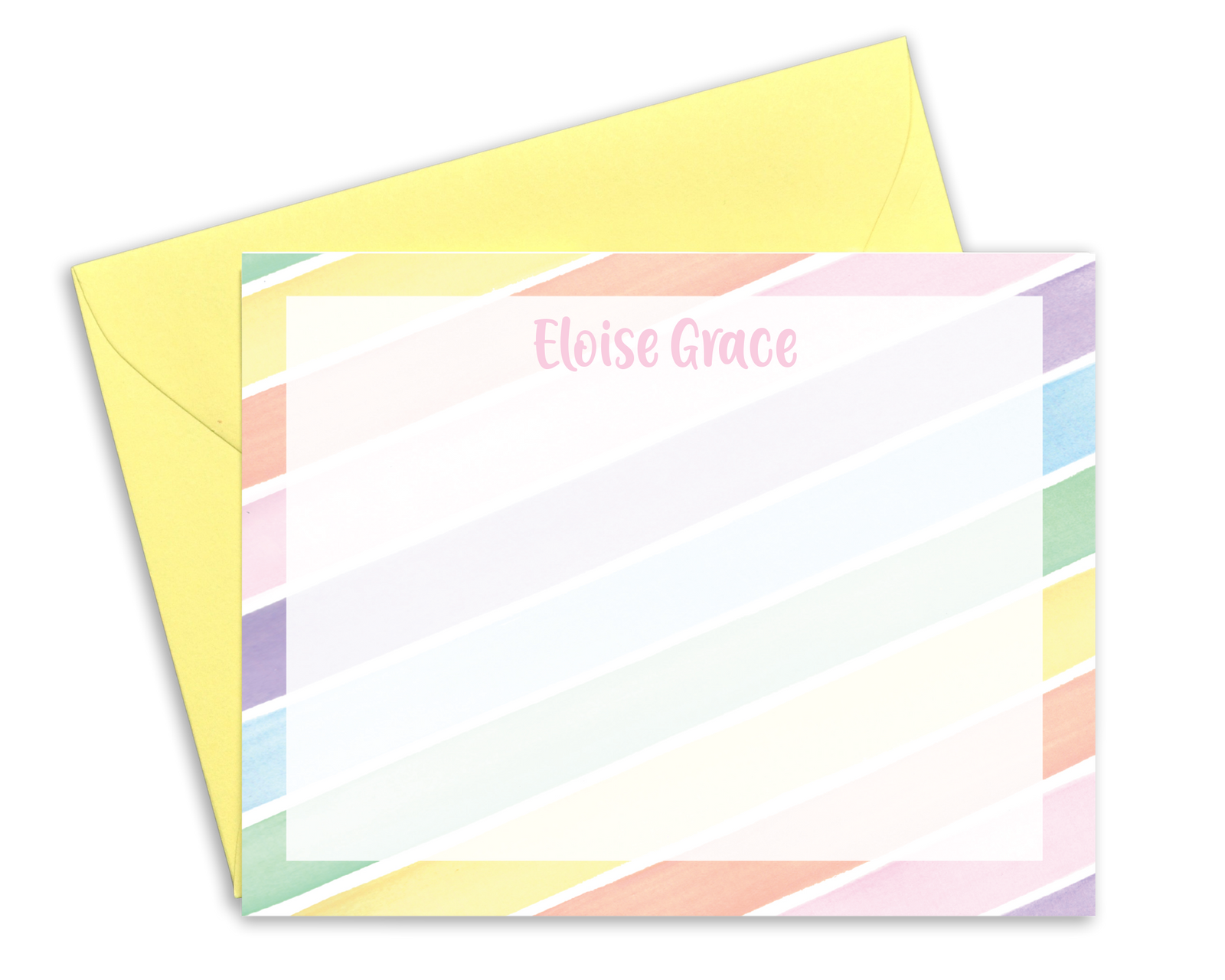 Girls Personalized Rainbow Stripe Stationery for Kids