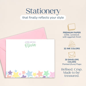Girls Personalized Rainbow Star Stationery for Kids