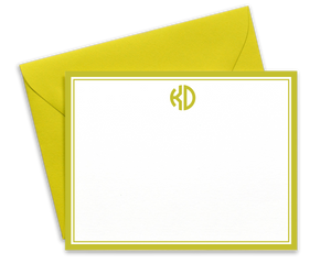 Two Letter Monogrammed Note Cards with Envelopes