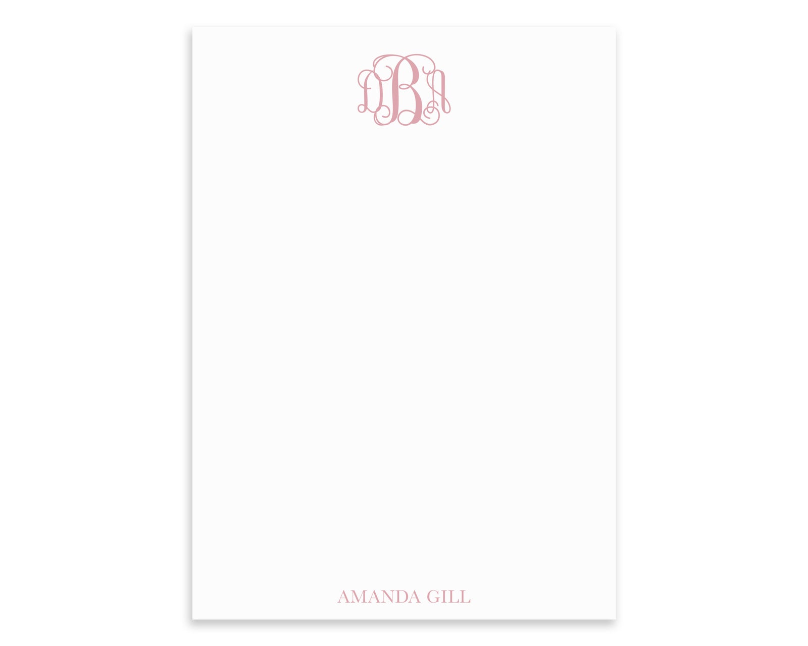 Monogrammed Interlocking Script Notepad, Personalized Notepad Gift