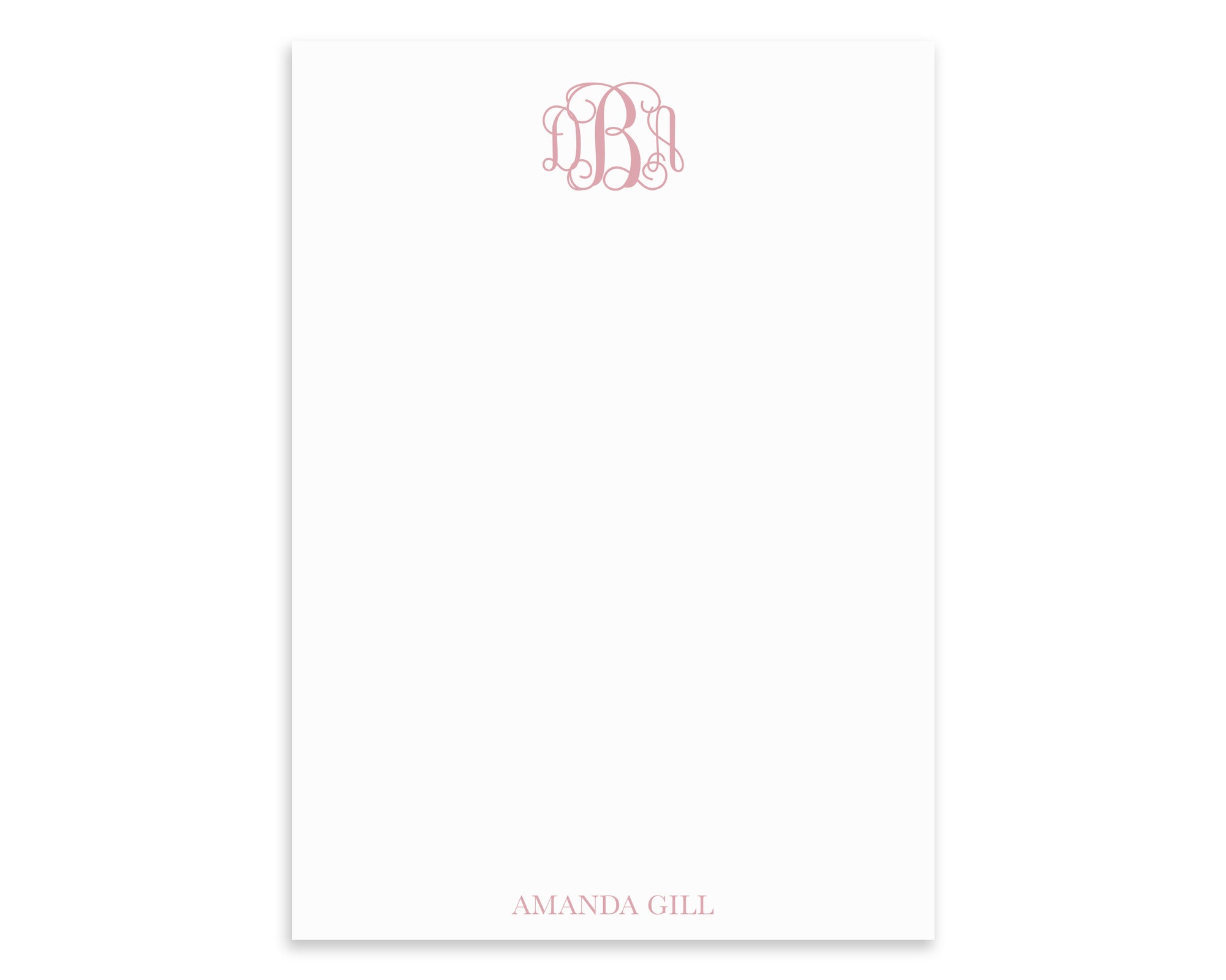 Monogrammed Interlocking Script Notepad, Personalized Notepad Gift