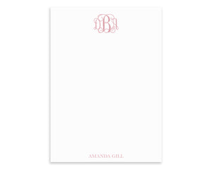 Monogrammed Interlocking Script Notepad, Personalized Notepad Gift