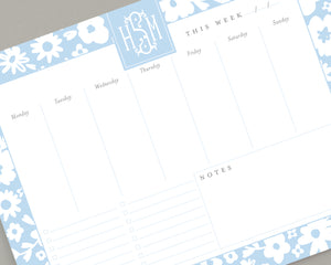 Monogrammed Floral Weekly To Do List Notepad 8.5x11"
