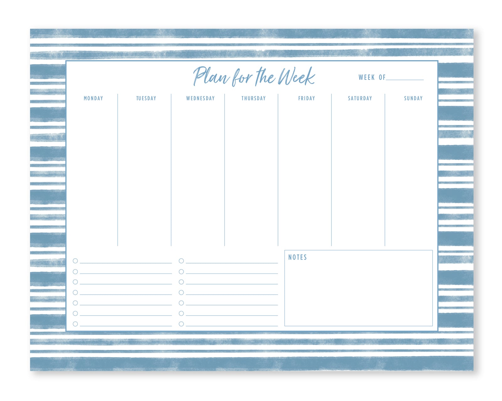 Watercolor Stripe To Do List Notepad 8.5x11"
