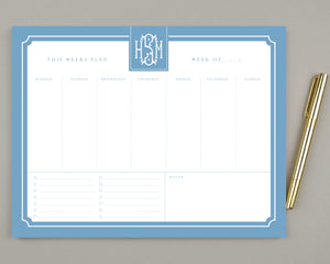 Monogrammed Weekly To Do List Notepad 8.5x11"