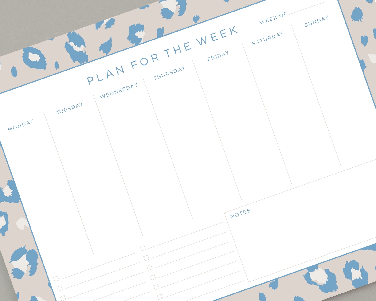 Leopard Print Weekly To Do List Notepad 8.5x11"