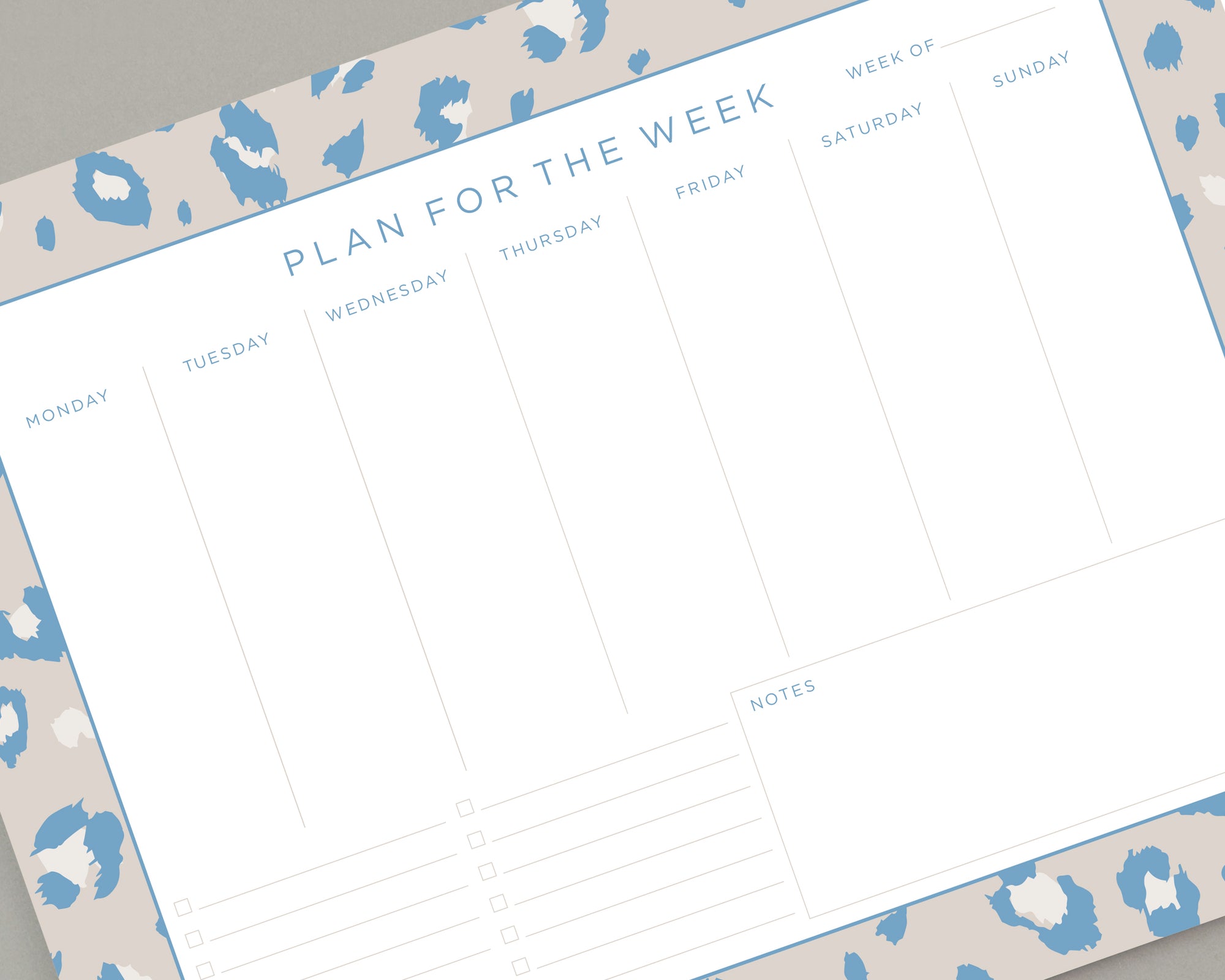 Leopard Print Weekly To Do List Notepad 8.5x11"