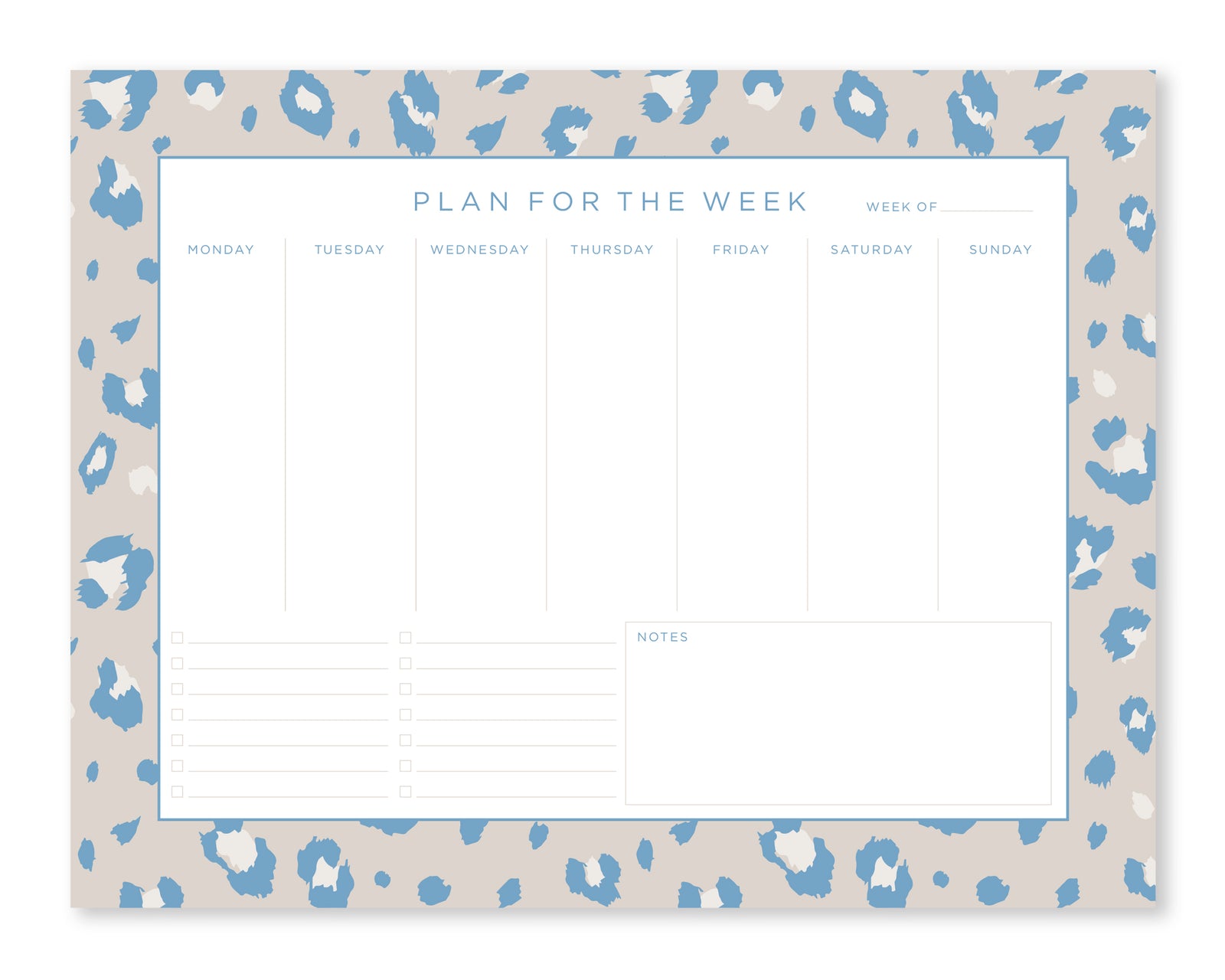 Leopard Print Weekly To Do List Notepad 8.5x11"