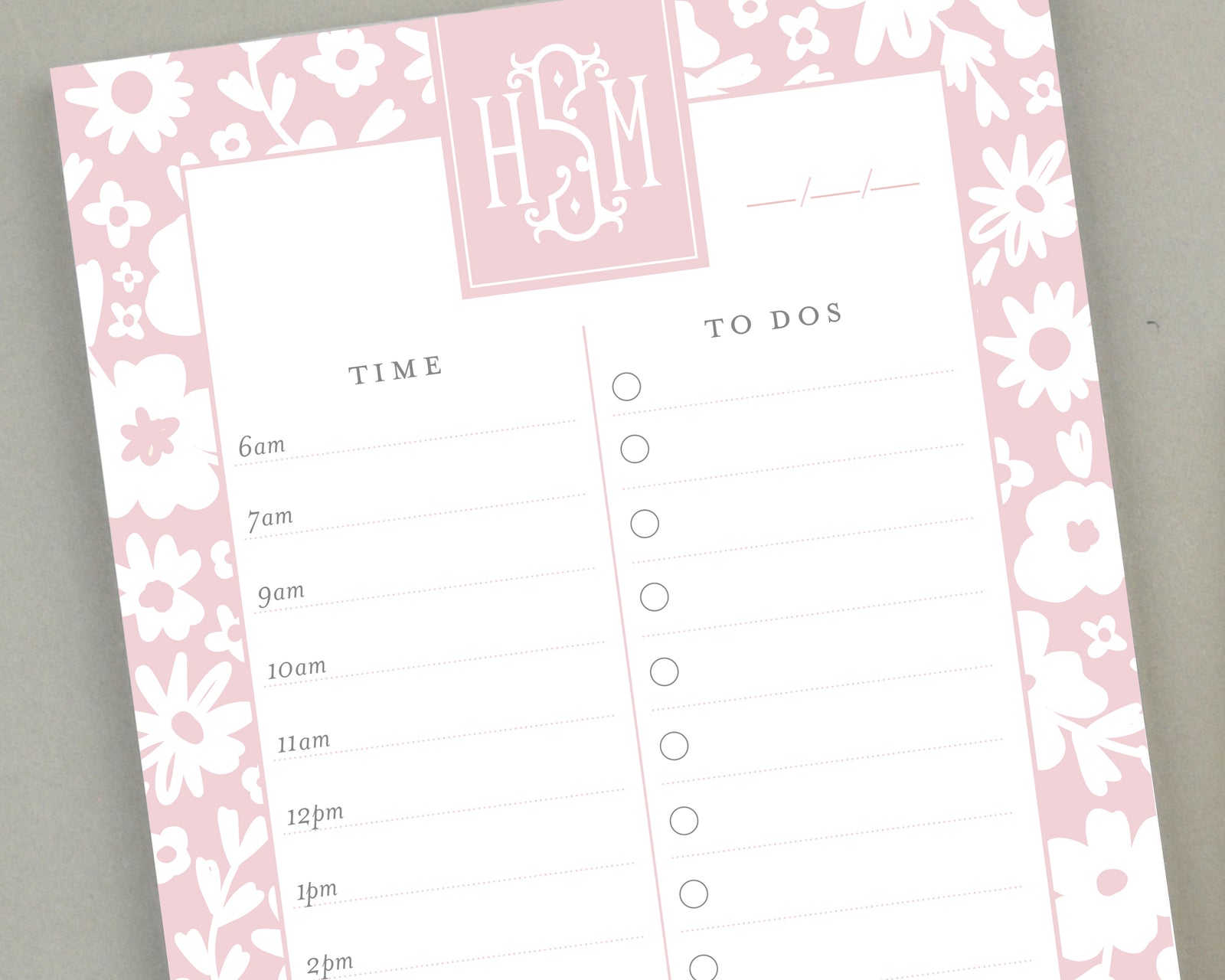 Monogrammed Floral To Do List Notepad 8.5x5.5"