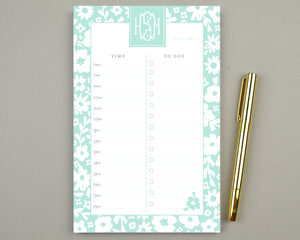 Monogrammed Floral To Do List Notepad 8.5x5.5"