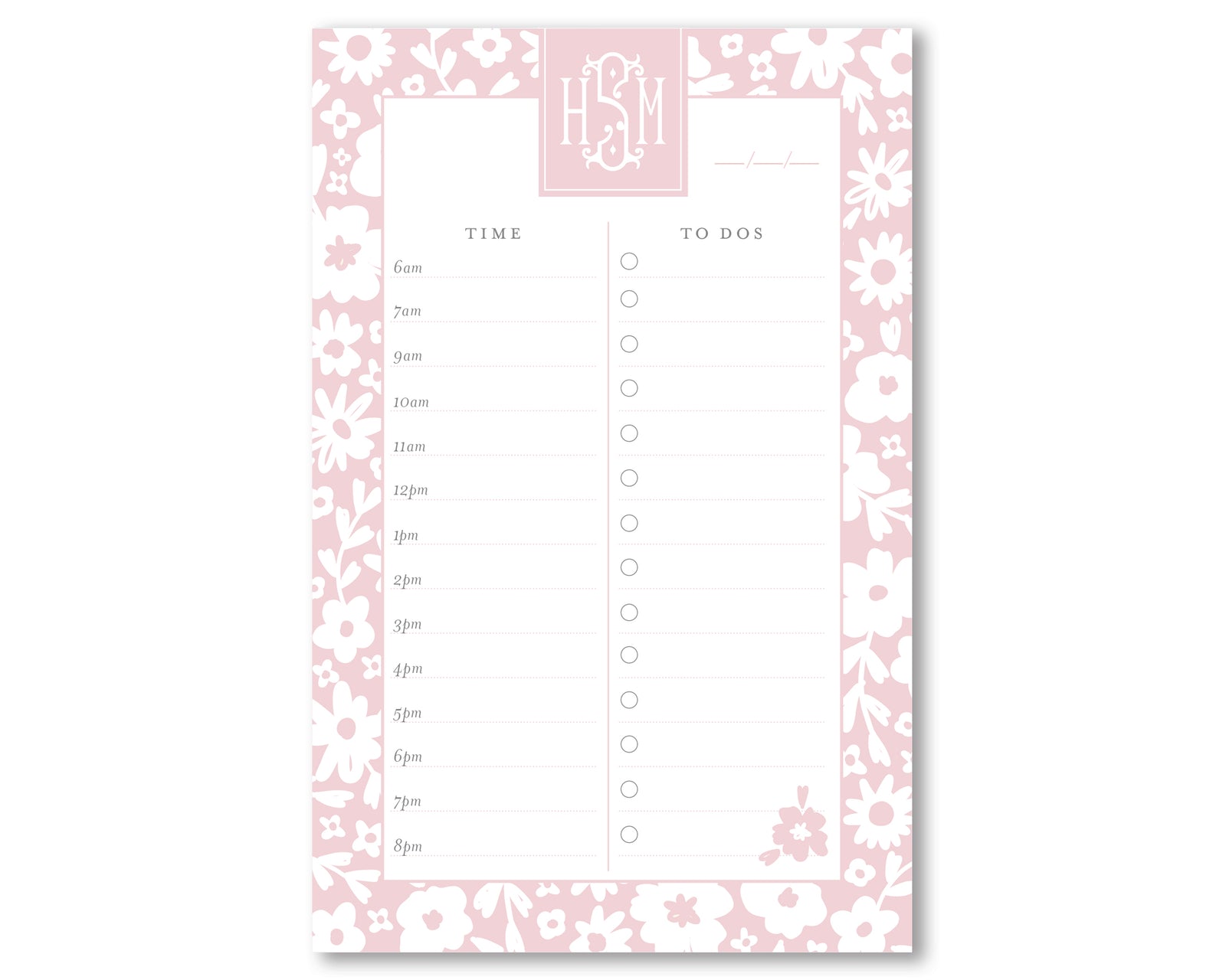 Monogrammed Floral To Do List Notepad 8.5x5.5"