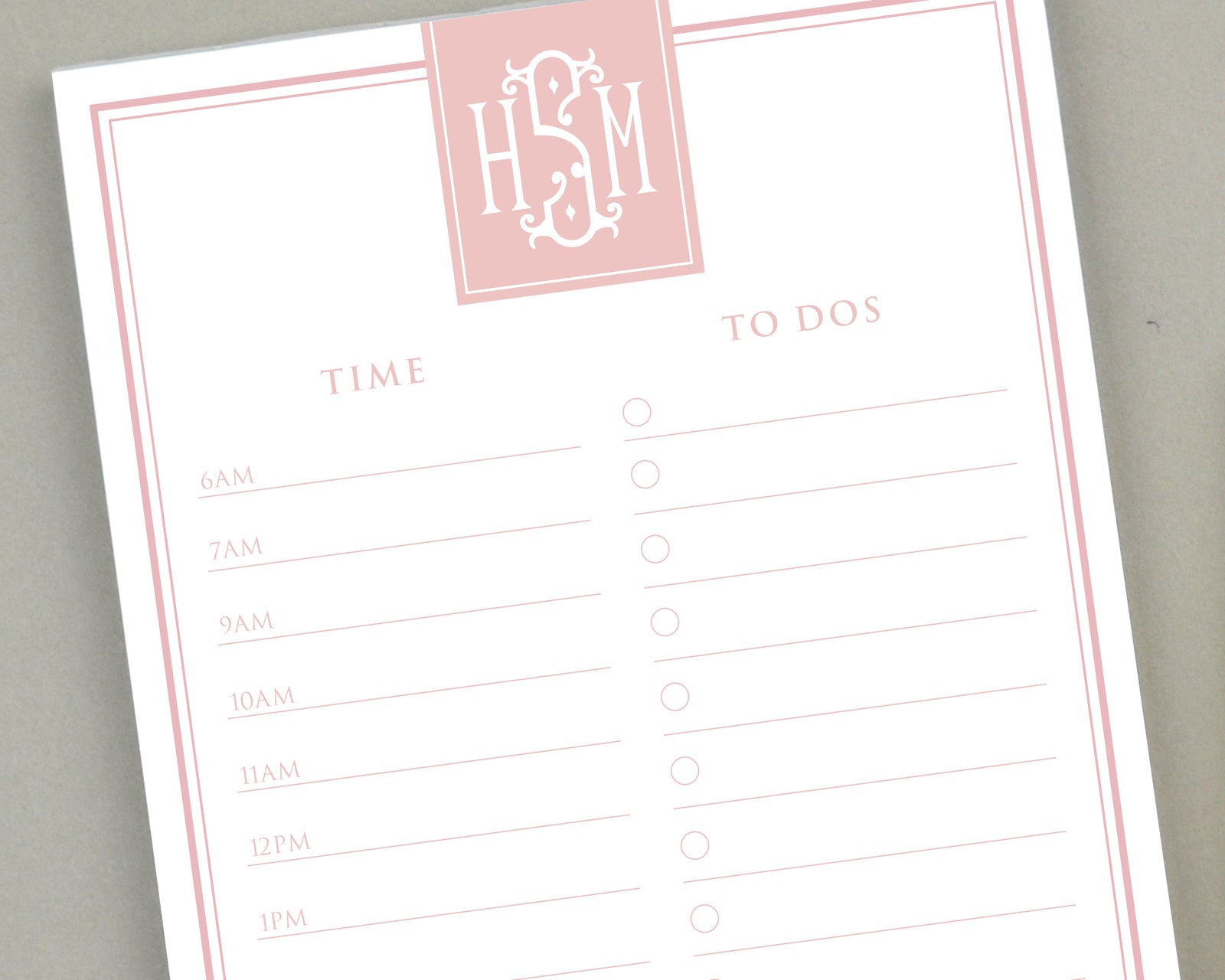 Monogrammed Daily To Do List 8.5x5.5"