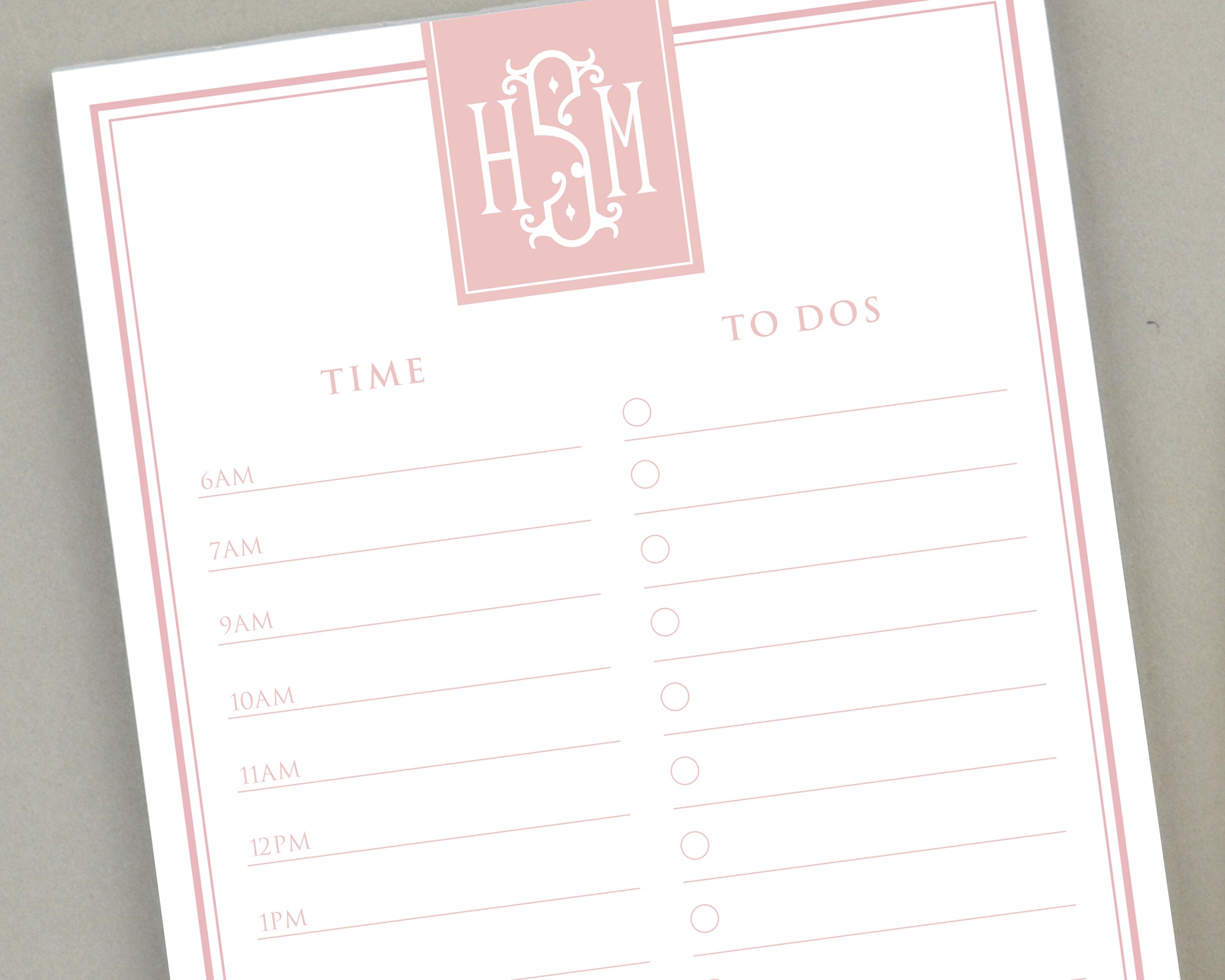 Monogrammed Daily To Do List 8.5x5.5"