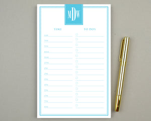 Monogrammed Daily To Do List 8.5x5.5"