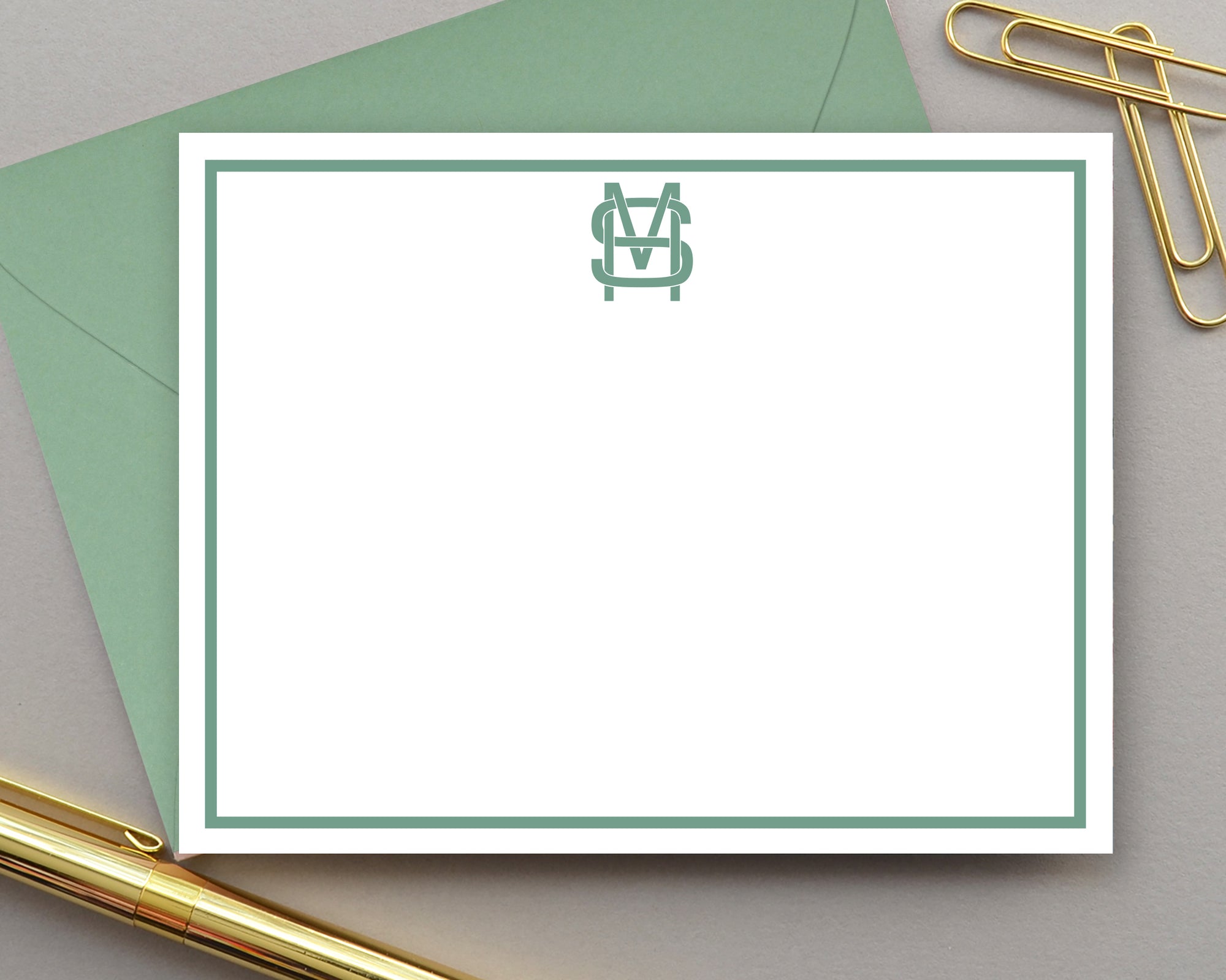 Classic Block Monogrammed Note Cards for Men