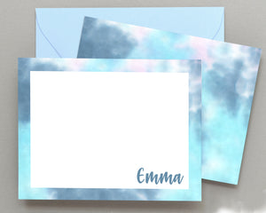 Personalized Blue Tie Dyed Stationery for Kids