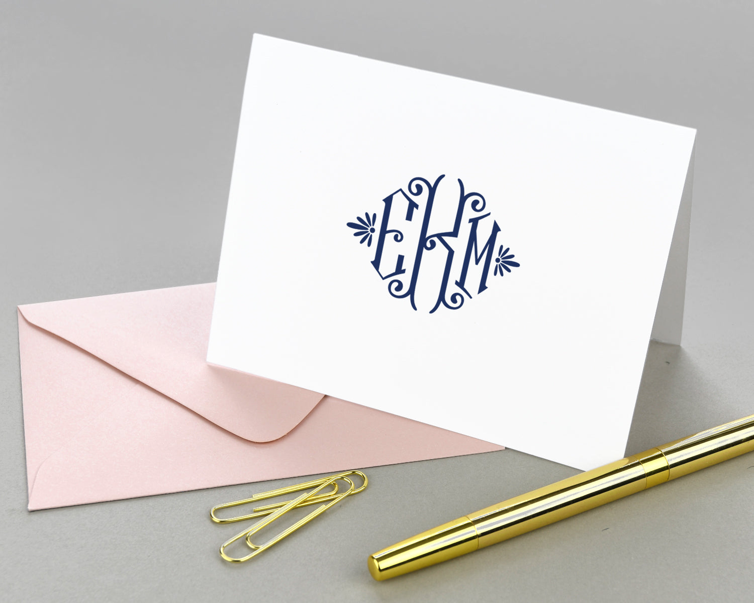 Brigette Monogrammed Folded Note Cards