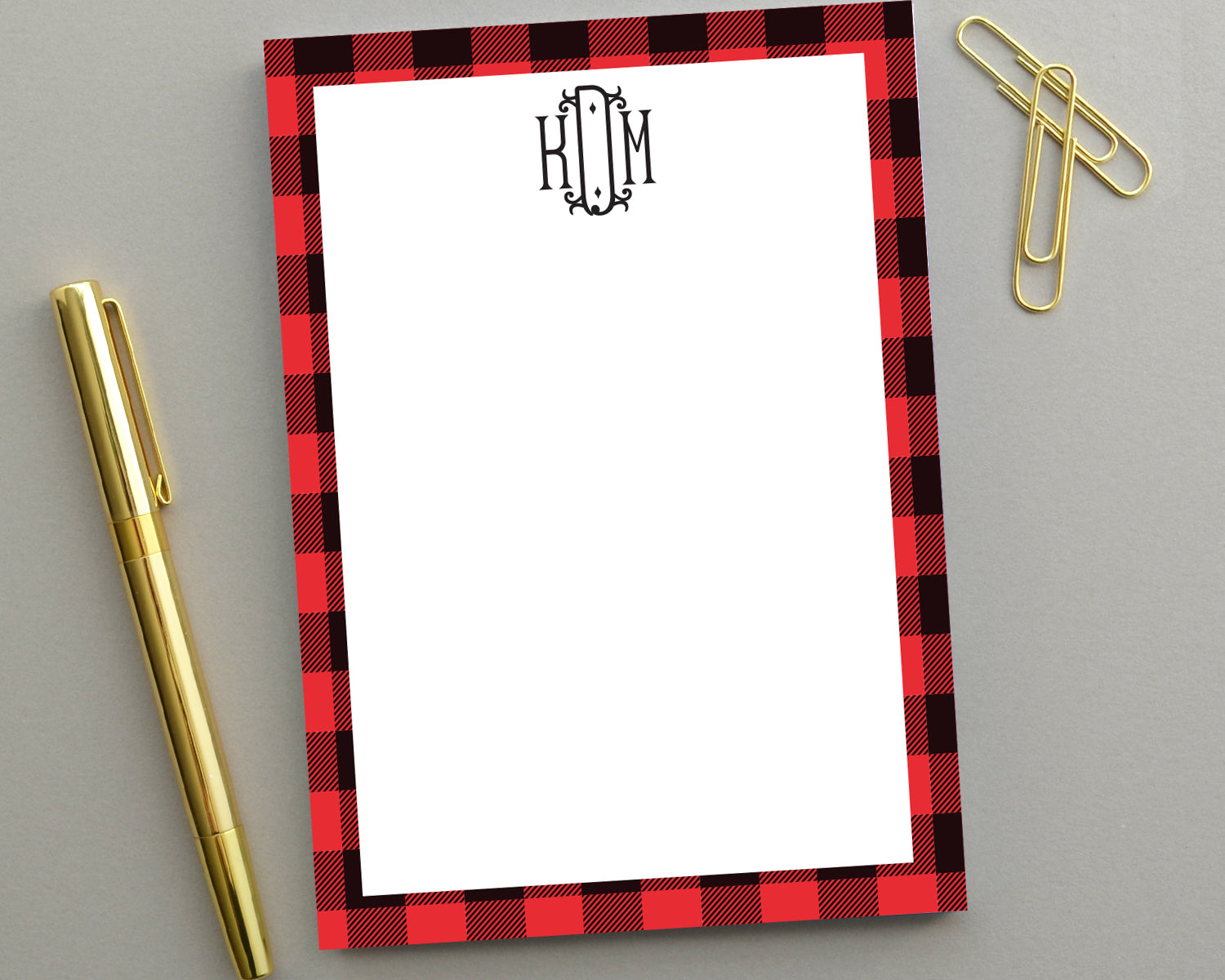 Personalized Buffalo Plaid Monogrammed Notepad