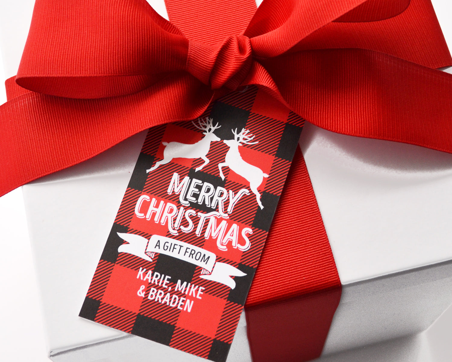 Personalized Buffalo Plaid Christmas Gift Tags