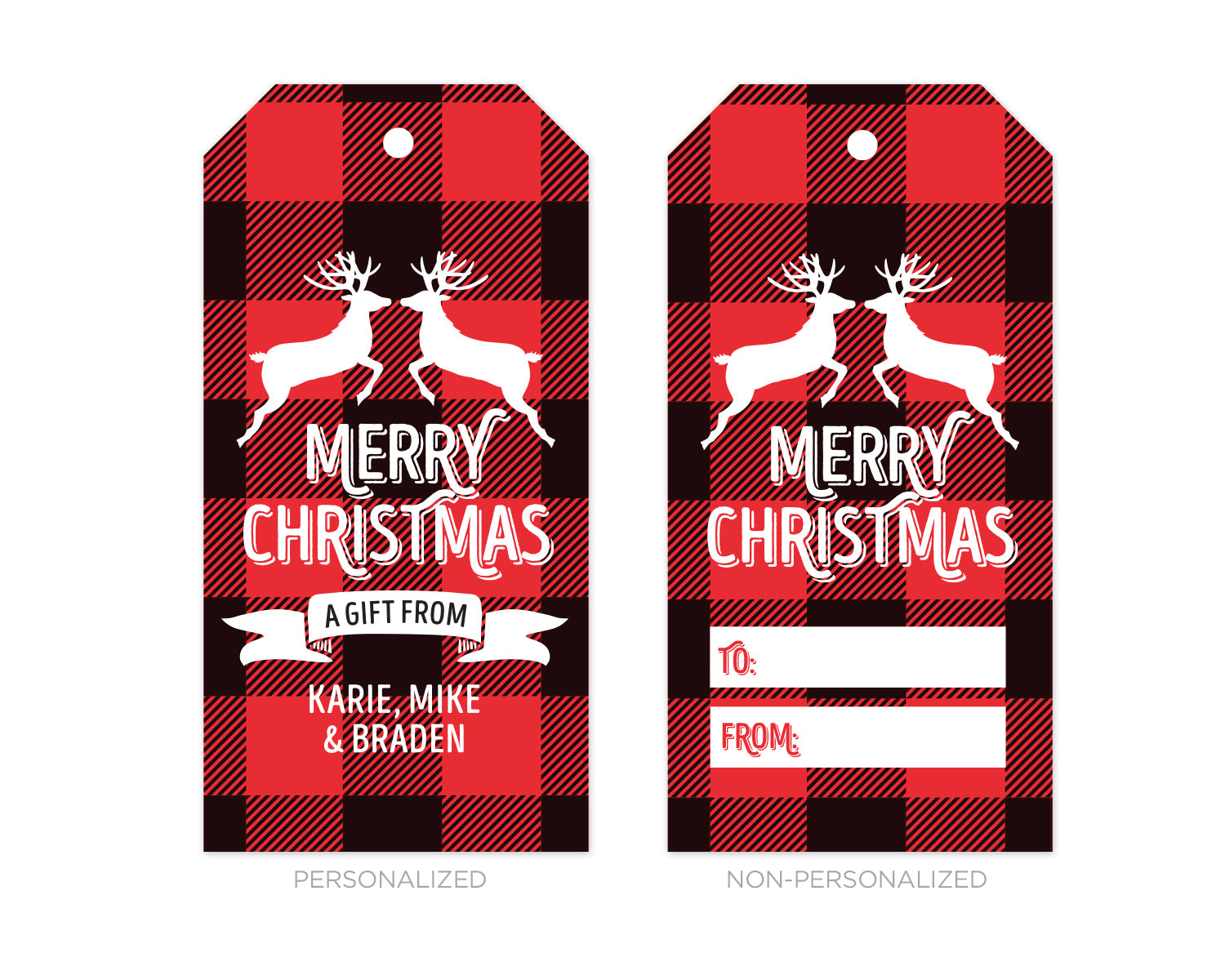 Personalized Buffalo Plaid Christmas Gift Tags