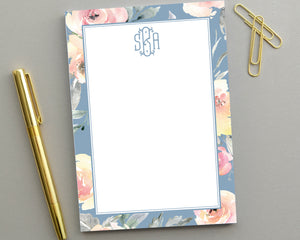 Dusty Blue & Blush Floral Notepad