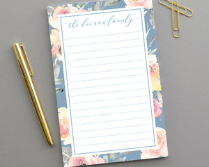 Dusty Blue & Blush Floral Notepad