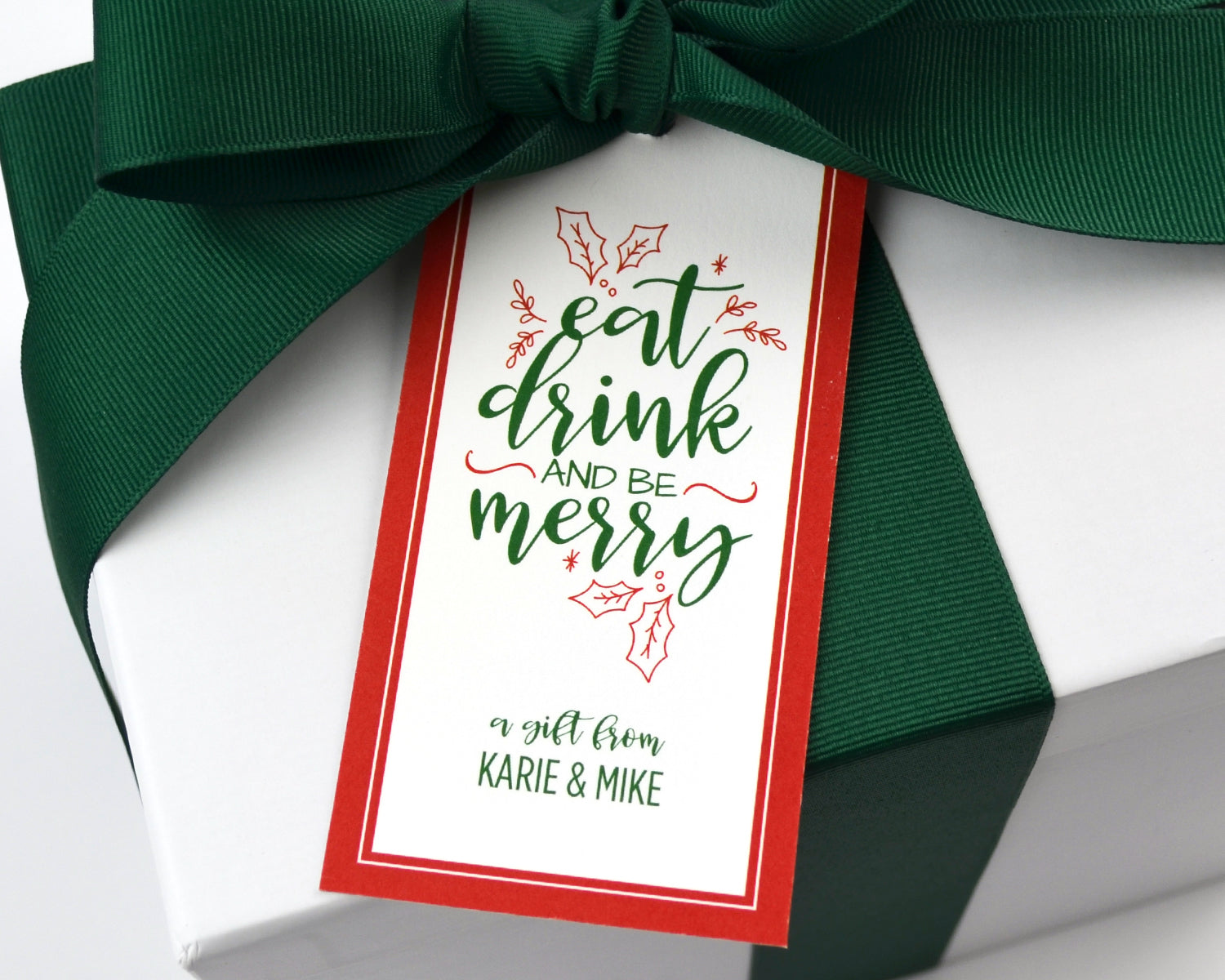 Personalized Eat, Drink & Be Merry Christmas Gift Tags
