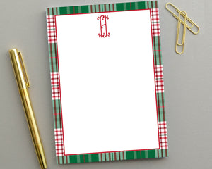 Personalized Red & Green Plaid Monogrammed Notepad
