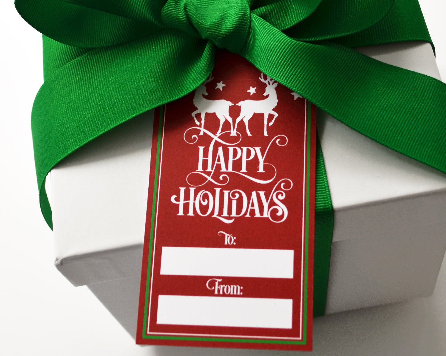 Personalized Burgundy Happy Holidays Gift Tags