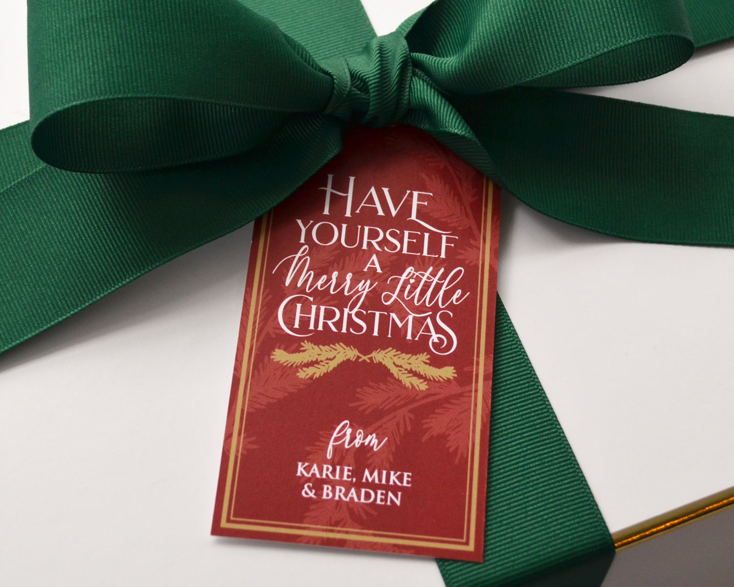 Personalized Burgundy and Gold Christmas Gift Tags