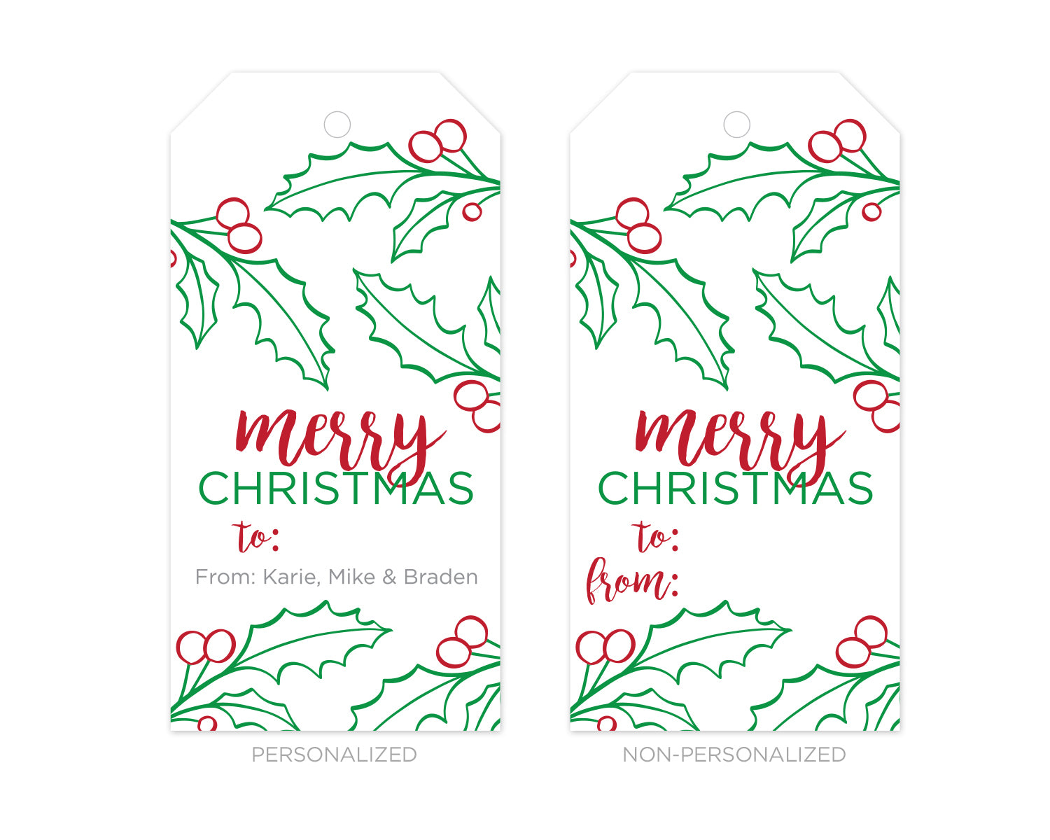Personalized Burgundy Happy Holidays Gift Tags