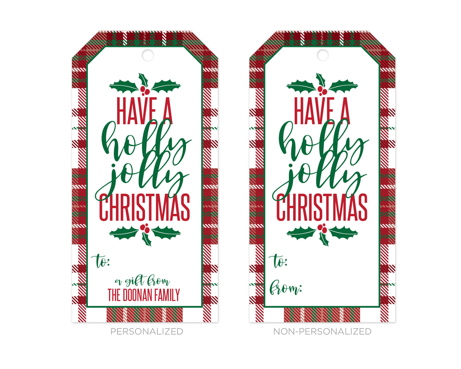 Personalized Have a Holly Jolly Christmas Gift Tags