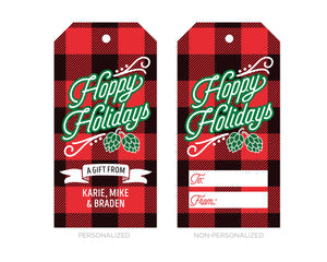 Hoppy Holidays Buffalo Plaid Christmas Gift Tags