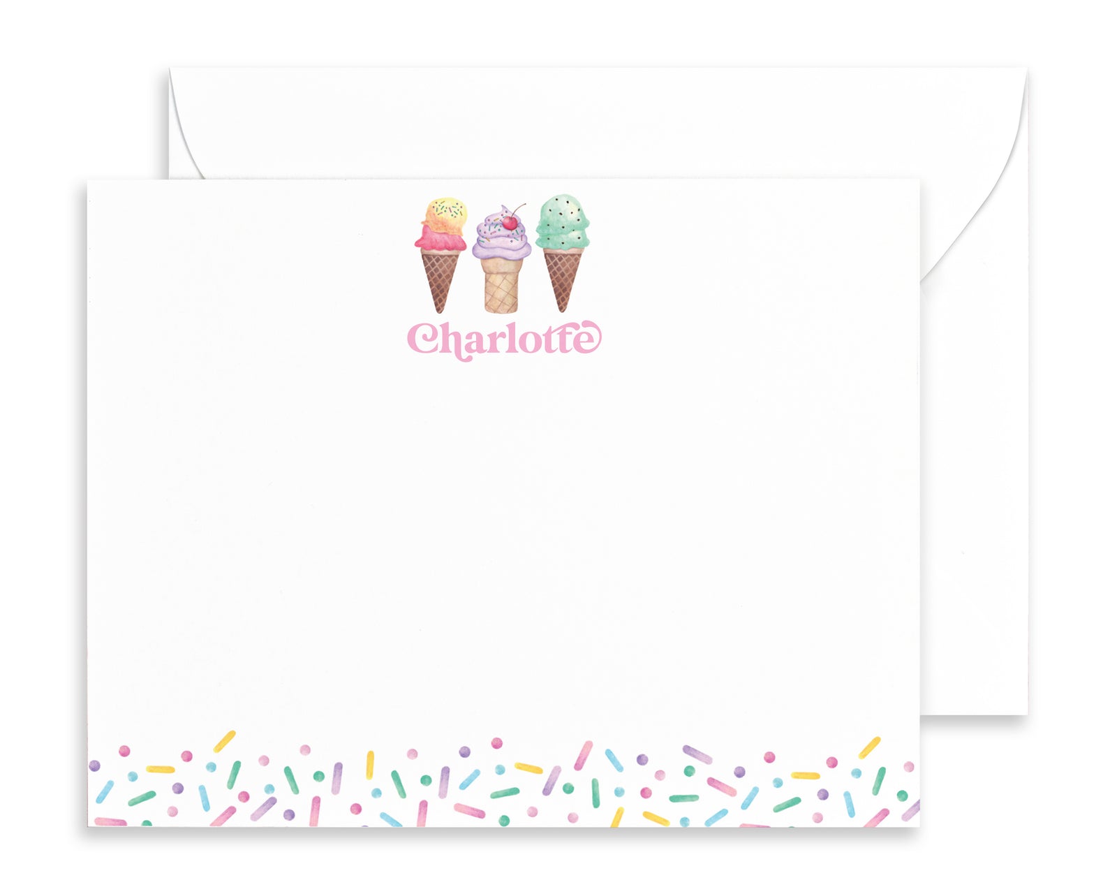 Personalized Ice Cream Notecard for Kids
