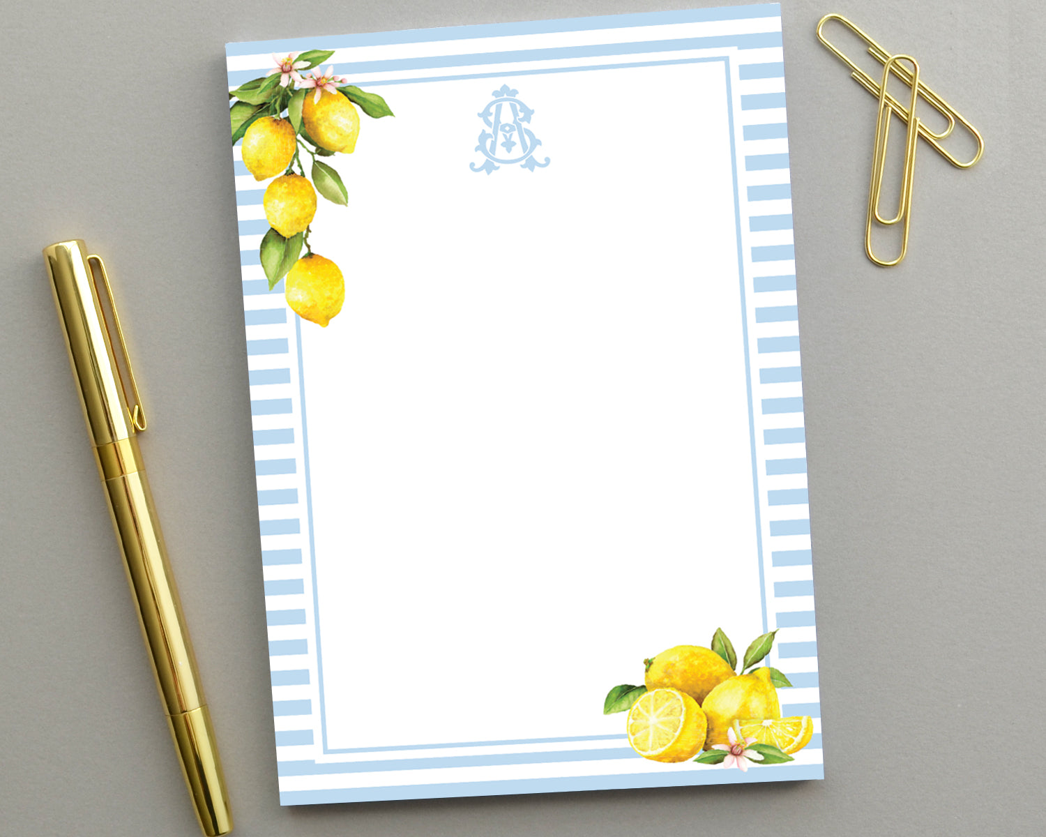 Lemon Watercolor Stripe Notepad